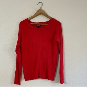 Express bright red ribbed knit sweater size xl